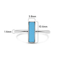 Rhodium Plated 925 Sterling Silver  Turquoise Stone Bar Ring - BGR01371
