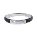 Rhodium Plated 925 Sterling Silver Clear Black Enamel Baguette CZ 2.5mm Ring - BGR01373