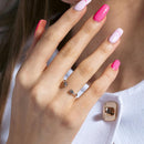 Silver 925 Rhodium Plated Barbel Ring - BGR01079