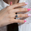 Rhodium Plated 925 Sterling Silver Heart Synthetic Mystic Topaz CZ Ring - BGR01250