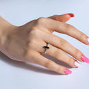 Anillo de ojo de gato de ónix negro en plata de ley 925 rodiada - BGR01370