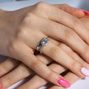 Anillo nupcial redondo de circonita cúbica transparente en plata de ley 925 rodiada - BGR00459