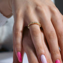 Silver 925 Gold Plated Clear Round and Marquise CZ Stackable Eternity Ring - BGR00537GP