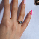 Silver 925 Rhodium Plated Clear Round Center CZ Flower Ring - BGR00548