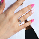 Anillo de círculo abierto con circonita transparente y pavé chapado en rodio de plata 925 - BGR00837