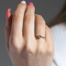 Silver 925 Rhodium Plated Clear Square Center CZ Bead Ring - BGR00857