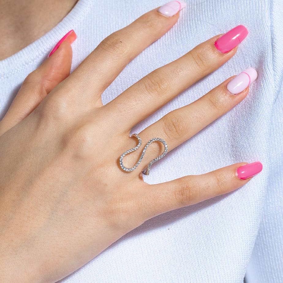 Silver 925 Rhodium Plated S CZ Ring - BGR00969