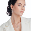 Liquidación - Conjunto de aretes y collar colgantes con circonitas cúbicas transparentes, estrella y círculo abierto, bañados en rodio en plata 925 - BGS00012