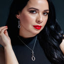 Liquidación - Conjunto de pendientes de gancho y collar colgante de circonitas cúbicas transparentes con micropavé de plata 925 rodiada - BGS00030