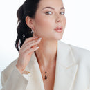 Clearance-Silver 925 Rhodium Plated Black Square Pointed CZ Dangling Set - BGS00057