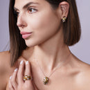 Clearance-Silver 925 Rhodium Plated Brown Zebra Stripe Print Clear CZ French Clip Earring and Necklace Set - BGS00065