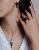 Anillo de plata 925 rodiada con ónix negro y cúpula - BGR00202