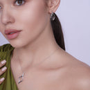 Juego de aros de circonita cúbica de onda abierta transparente y negro chapado en rodio y plata 925 - BGS00136