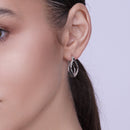 Juego de aros de circonita cúbica de onda abierta transparente y negro chapado en rodio y plata 925 - BGS00136