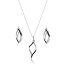 Juego de aros de circonita cúbica de onda abierta transparente y negro chapado en rodio y plata 925 - BGS00136