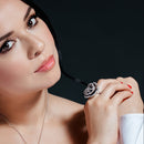 Silver 925 Rhodium and Black Rhodium Plated 2 Toned Clear CZ Rose Flower Ring - BGR00311BLK