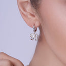 Silver 925 Rhodium Plated Pearl Bow Lever back Earring and Necklace Set - BGS00240