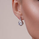 Silver 925 Rhodium Plated Clear Round CZ Hanging Stud Earring and Hanging Necklace Set - BGS00258