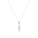 Silver 925 Rhodium Plated Clear Open Teardrop CZ Dangling Stud Earring and Dangling Necklace Set - BGS00261