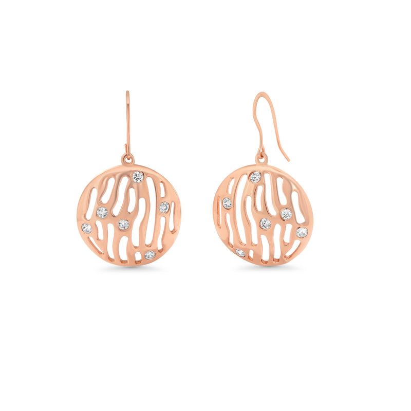 Liquidación - Conjunto de aretes y collar colgantes de plata de ley 925 rodiada con circonitas transparentes - BGS00289