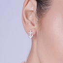 Juego de aretes y collar con circonita cúbica y ancla transparente chapado en rodio en plata 925 - BGS00307
