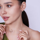 Liquidación - Conjunto de aretes y collar con corazón de circonitas transparentes, rodio negro y baño de oro 925 - BGS00310