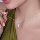 Rhodium Plated 925 Sterling Silver Clear CZ Hanging Pearl Butterfly Set - BGS00319