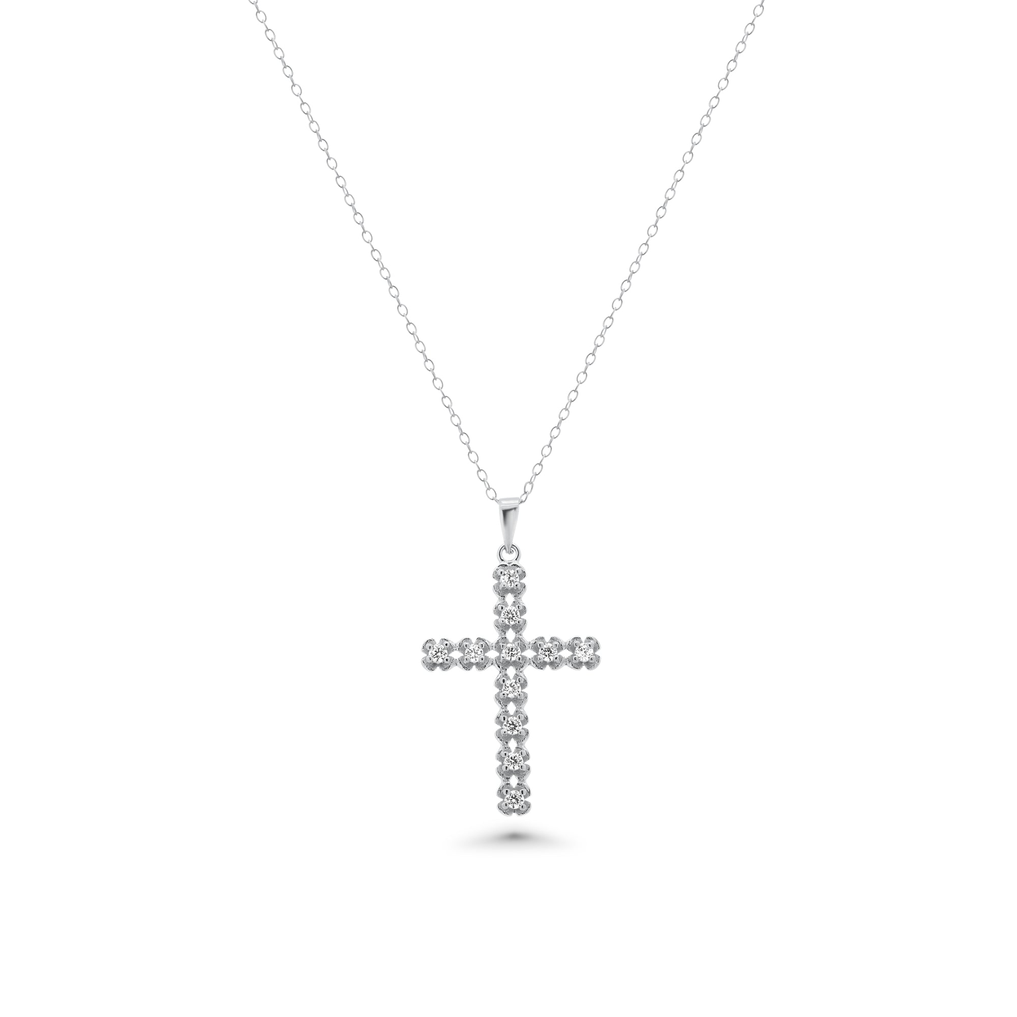 Juego de aretes y collar con circonita cúbica transparente bañada en rodio en plata 925 - BGS00396