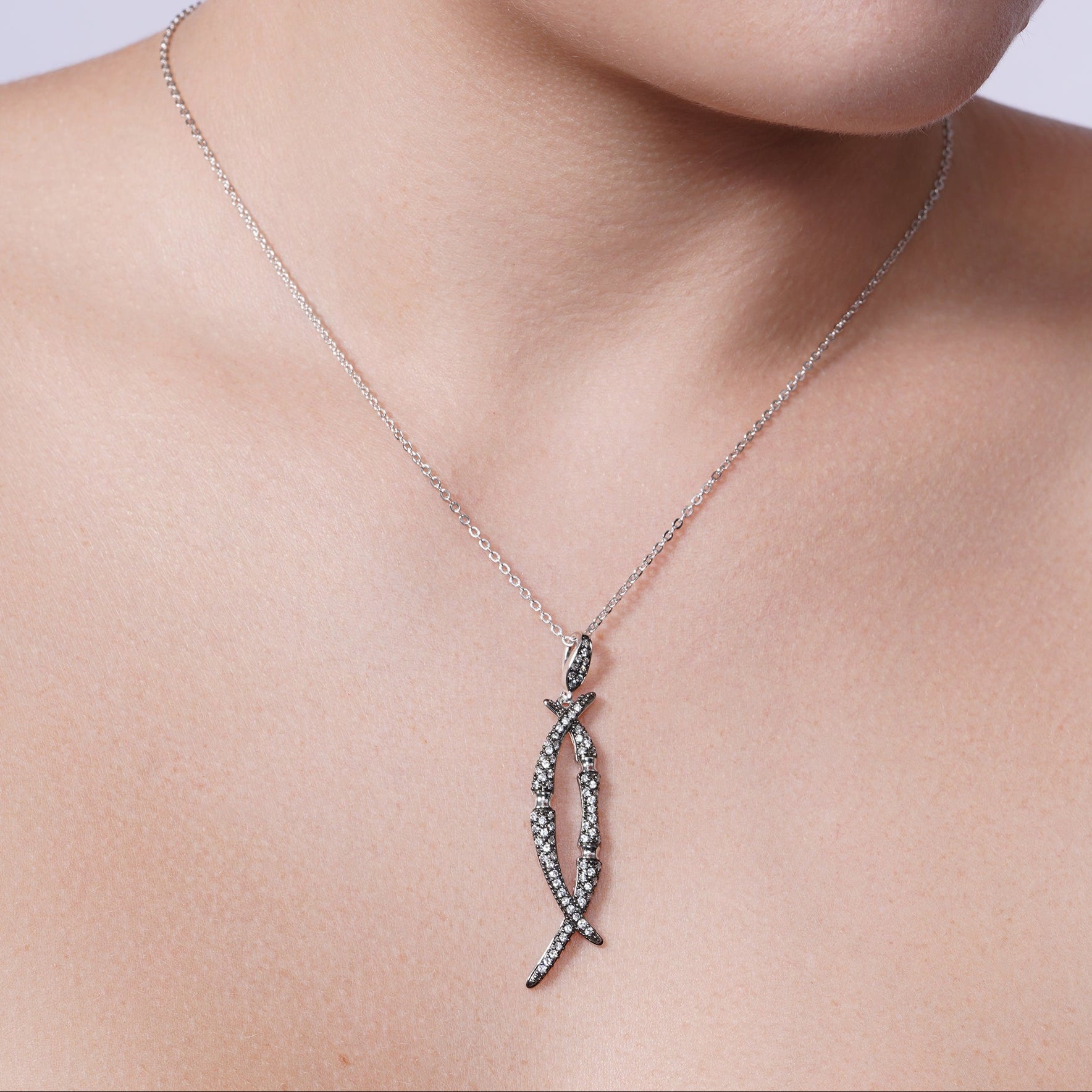 Clearance-Silver 925 Black Rhodium Plated Clear Overlap Marquise CZ Dangling  Set - BGS00412