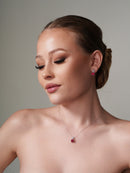 Rhodium Plated 925 Sterling Silver Square Birthstone CZ Hanging Set  - BGS00439