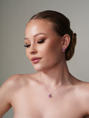 Rhodium Plated 925 Sterling Silver Square Birthstone CZ Hanging Set  - BGS00439