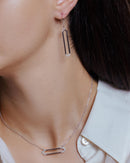 Juego de hexágonos abiertos largos chapados en rodio de plata 925 - BGS00454