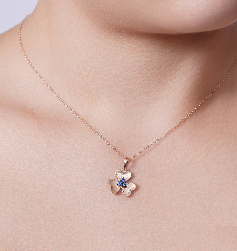Rose Gold and Black Rhodium Plated 925 Sterling Silver Flower Set with Matte Finish and Blue CZ - BGS00514