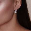 Rhodium Plated 925 Sterling Silver CZ Leaves with Synthetic Pearl Set - BGS00528