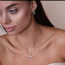 Rhodium Plated 925 Sterling Silver Front and Back Earrings and Necklace Set with CZ - BGS00543