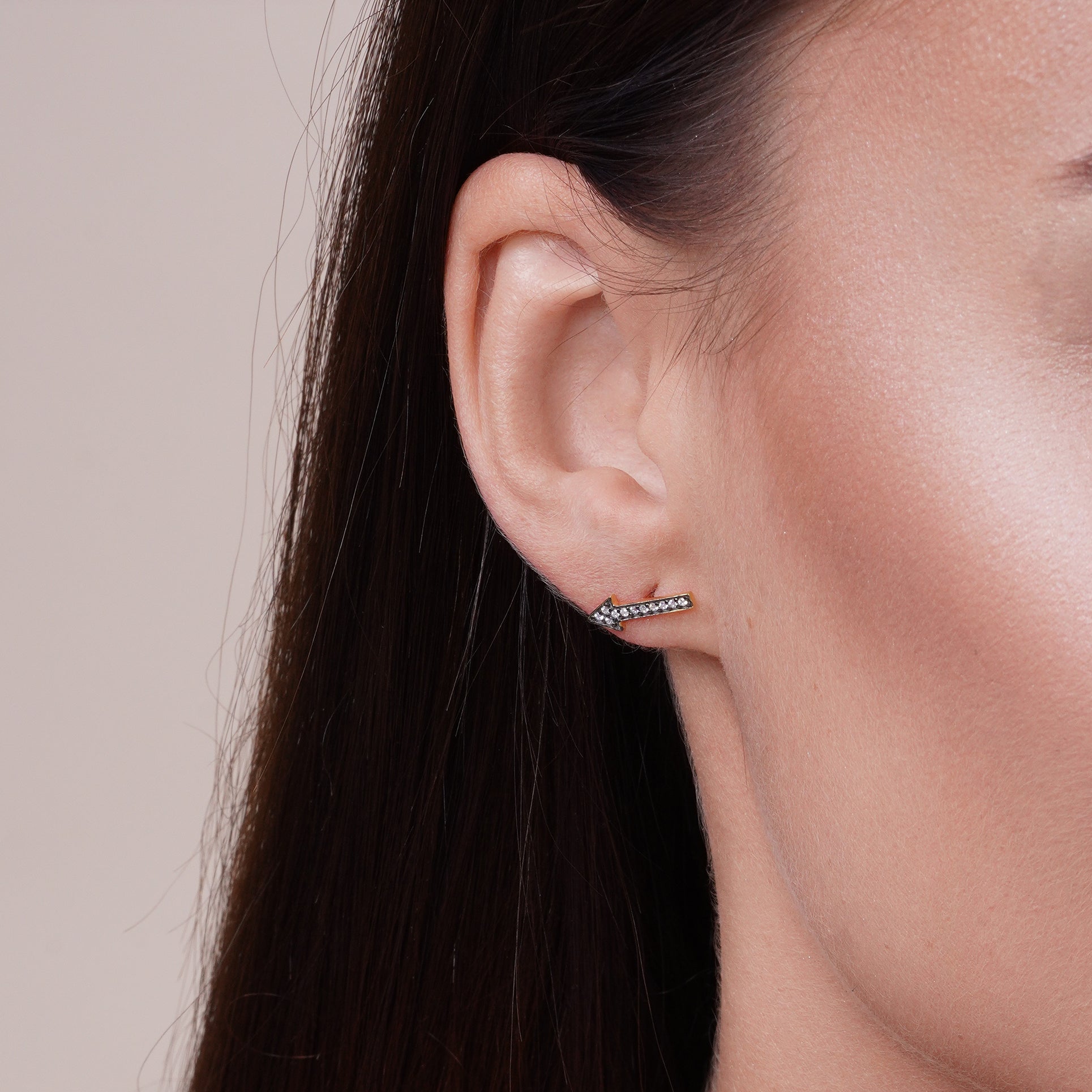 Gold Plated 925 Sterling Silver CZ Arrow Earrings and Necklace set with CZ - BGS00544