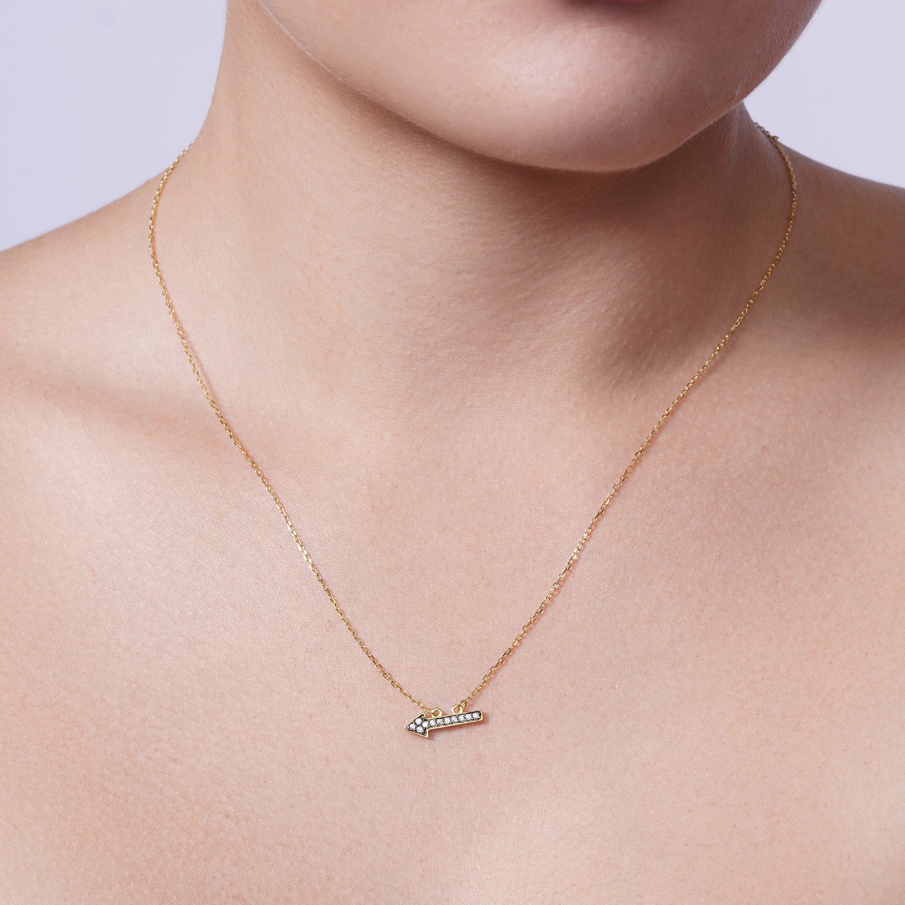 Gold Plated 925 Sterling Silver CZ Arrow Earrings and Necklace set with CZ - BGS00544