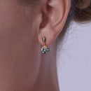 Conjunto de collar y pendientes de flor de plata de ley 925 bañados en oro de 18 quilates con circonitas - BGS00546