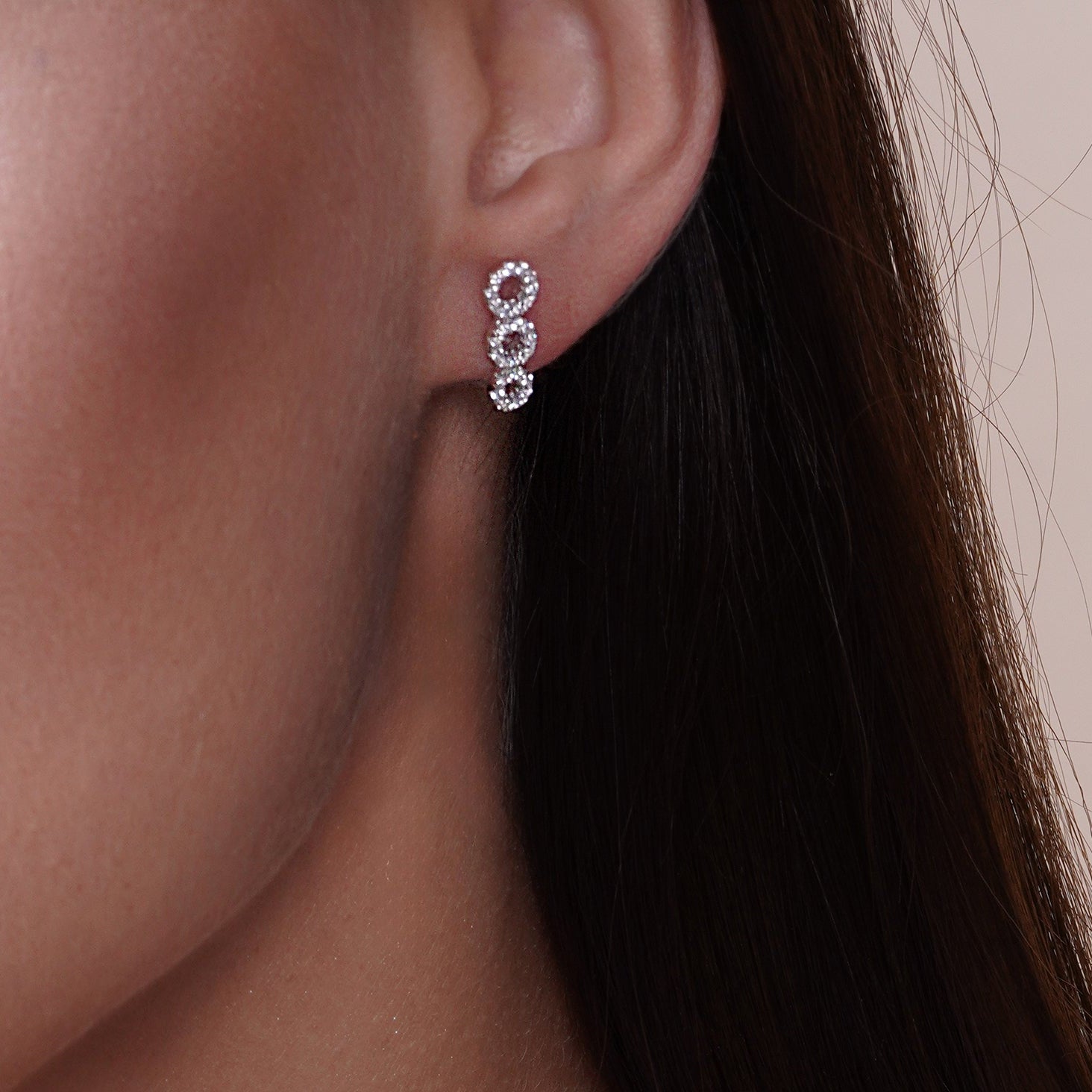 Rhodium Plated 925 Sterling Silver 5 Circle CZ Set - BGS00548