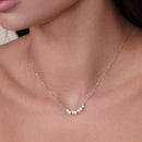 Rhodium Plated 925 Sterling Silver Triangle and Synthetic Pearl Pendant Necklace and Stud Earrings Set - BGS00555