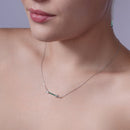 Rhodium Plated 925 Sterling Silver Green Arrow Necklace and Dangling Earrings CZ Set - BGS00558GRN