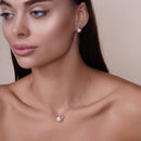 Perla sintética redonda con circonitas cúbicas en plata de ley 925 rodiada - BGS00559