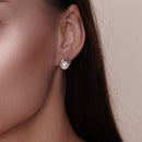 Perla sintética redonda con circonitas cúbicas en plata de ley 925 rodiada - BGS00559