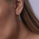 Rhodium Plated 925 Sterling Silver Diamond Shape Synthetic Mystic Topaz CZ Set - BGS00579