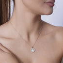 Rhodium Plated 925 Sterling Silver Synthetic Opal Heart CZ Set - BGS00585