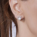 Rhodium Plated 925 Sterling Silver Synthetic Opal Heart CZ Set - BGS00585