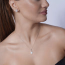 Rhodium Plated 925 Sterling Silver Synthetic Opal Open Teardrop CZ Set - BGS00586