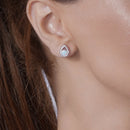 Rhodium Plated 925 Sterling Silver Synthetic Opal Open Teardrop CZ Set - BGS00586