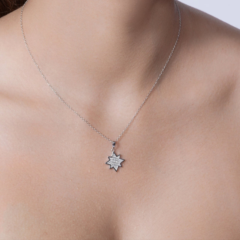 Rhodium Plated 925 Sterling Silver CZ Encrusted Star Set - BGS00592