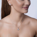 Conjunto de estrella con incrustaciones de circonitas cúbicas en plata de ley 925 rodiada - BGS00592